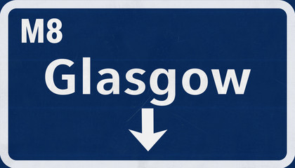 Fototapeta premium Glasgow United Kingdom Highway Road Sign