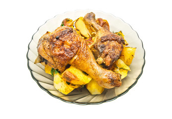 roast chicken and potatoes