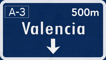 Valencia Spain Highway Road Sign