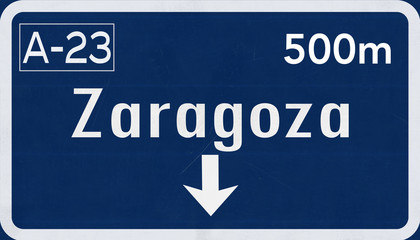 Zaragoza Spain Highway Road Sign