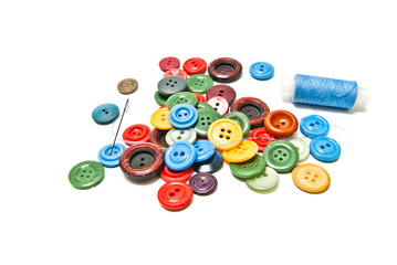 buttons and blue spool of thread