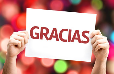 Thank You (in Spanish) card with colorful background