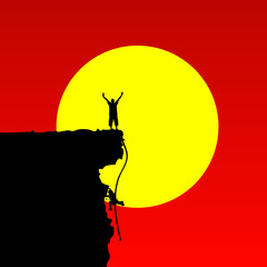 man on the cliff color vector