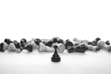 Black pawn in front of other pieces