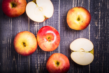 Red apples on a dark background