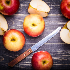 Red apples on a dark background