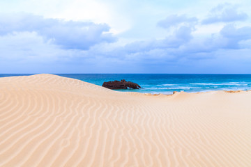 Wreck boat on the coast of boa vista in Cape Verde