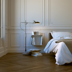 bett in Altbau mit Stuck - classic style bedroom © Christian Hillebrand