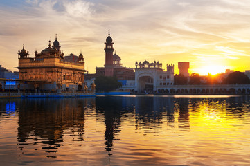 Golden Temple in the early morning .at sunrise Amritsar. India