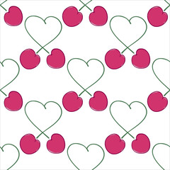 seamless pattern bunches Love cherry.