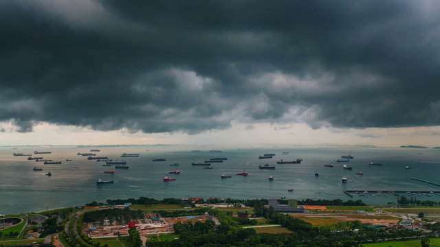 singapore city beautiful storm sky port bay 4k time lapse
