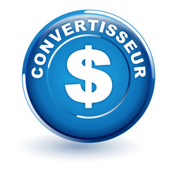 convertisseur dollar sur bouton bleu