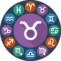 Signs of the zodiac circle - Taurus. Astrological flat icon