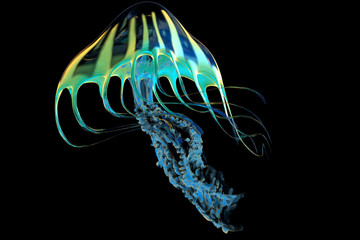 Fototapeta premium Yellow Striped Jellyfish