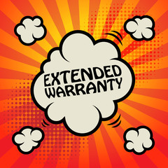 Comic explosion with text Extended Warranty, vector