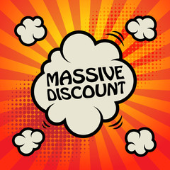Comic explosion with text Massive Discount, vector