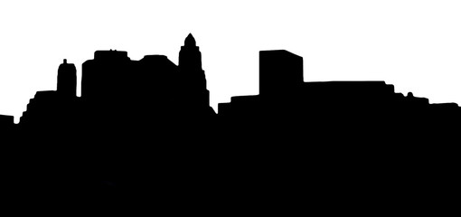 Fototapeta premium Lower Manhattan silhouette on white background
