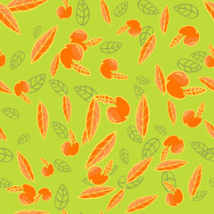 ector modern apple fruit seamless pattern with orange and green