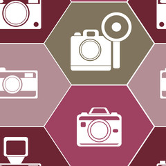 seamless background with photo camera symbols for your design