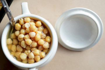 Cooked Chickpeas in a Pot