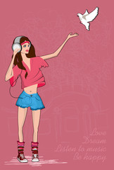 happy girl with headphones