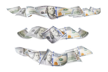 Set of Three One Hundred Dollar Bill Horizontal Graphic Photos
