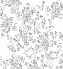 decorative background black and white interwoven with flowers