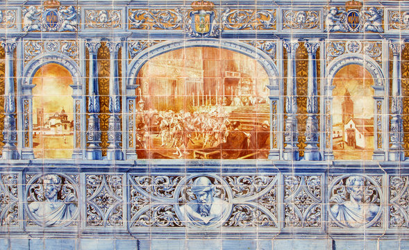 Seville -  The dancing "Los Seises" - tiled on Plaza de Espana