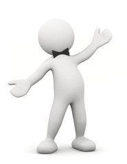 omino bianco con braccia aperte e papillon