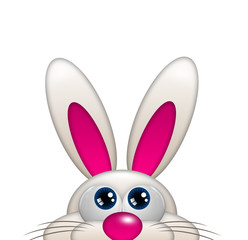 easter cartoon bunny looking up isolated over white