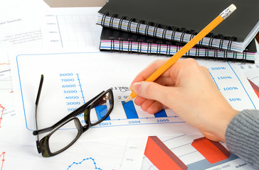 student, busines workplace. Woman hand