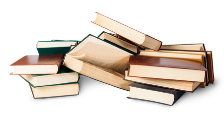 Piled on a bunch of old books
