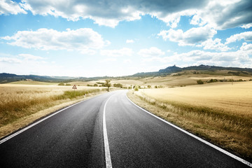 asphalt road in Tuscany Italy