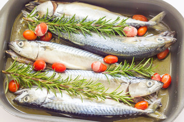 Mackerel baked with tomatoes