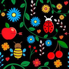 Seamless autumn floral pattern