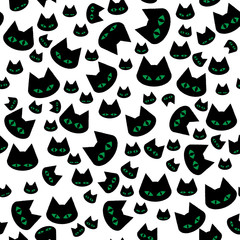 Vector seamless texture with black cats