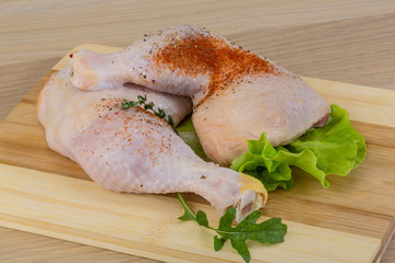 Raw chicken leg
