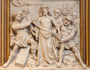 Fototapeta na wymiar Vienna - Jesus Stripped of His Garments relief