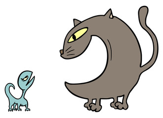 Cat and lizard