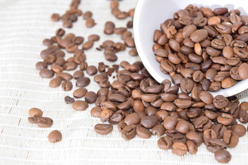 Roasted coffee beans.