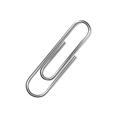 Metallic paper clip, isolated on white