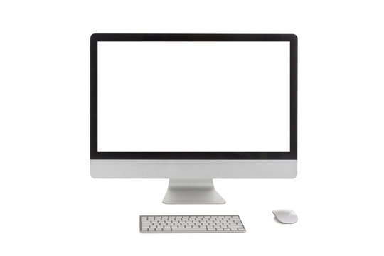 modern computer screen with keyboard and mouse