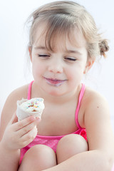 little girl eating ice cream