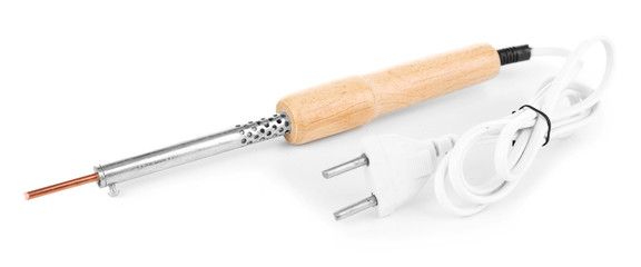 Electric soldering iron isolated on white