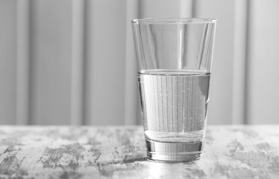 Glass of clean mineral water
