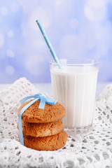 Tasty cookies and glass of milk