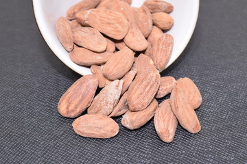 Salted and roasted almonds.