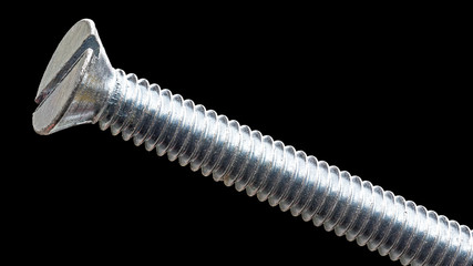 Close up of the threads of a screw and head