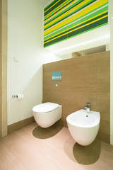 Modern bathroom with toilet and bidet