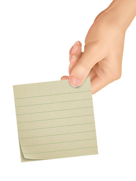 business concept: 3d hand holding a note paper